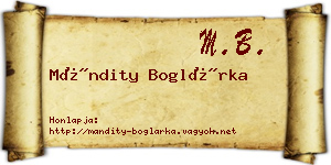 Mándity Boglárka névjegykártya